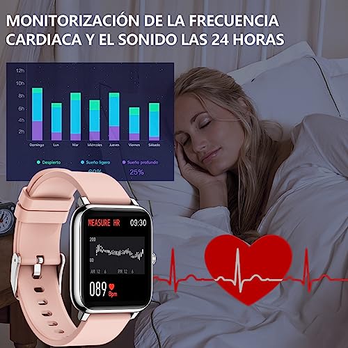 Smartwatch Reloj Inteligente Salandens Mujer y Hombre Smartwatch Presion Arterial Monitor Pulser, Impermeable IP67,con Monitor De Frecuencia Cardíaca, Monitor De Calorías.