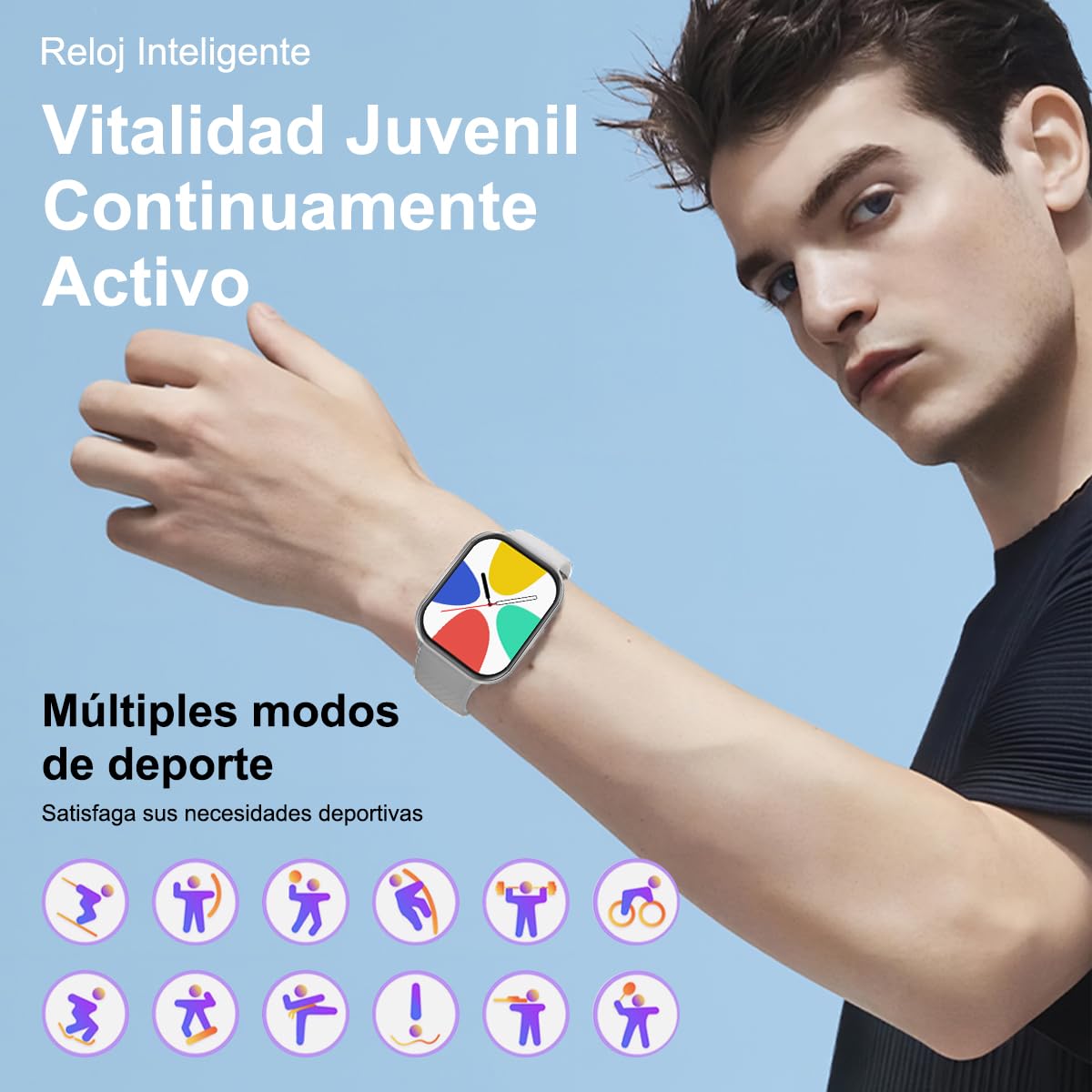 Smartwatch 2.01 pulgadas, Pantalla Grande, Reloj Inteligente Llamada Bluetooth, Monitor De Frecuencia Cardíaca/Oxígeno.