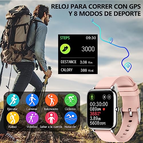 Smartwatch Reloj Inteligente Salandens Mujer y Hombre Smartwatch Presion Arterial Monitor Pulser, Impermeable IP67,con Monitor De Frecuencia Cardíaca, Monitor De Calorías.