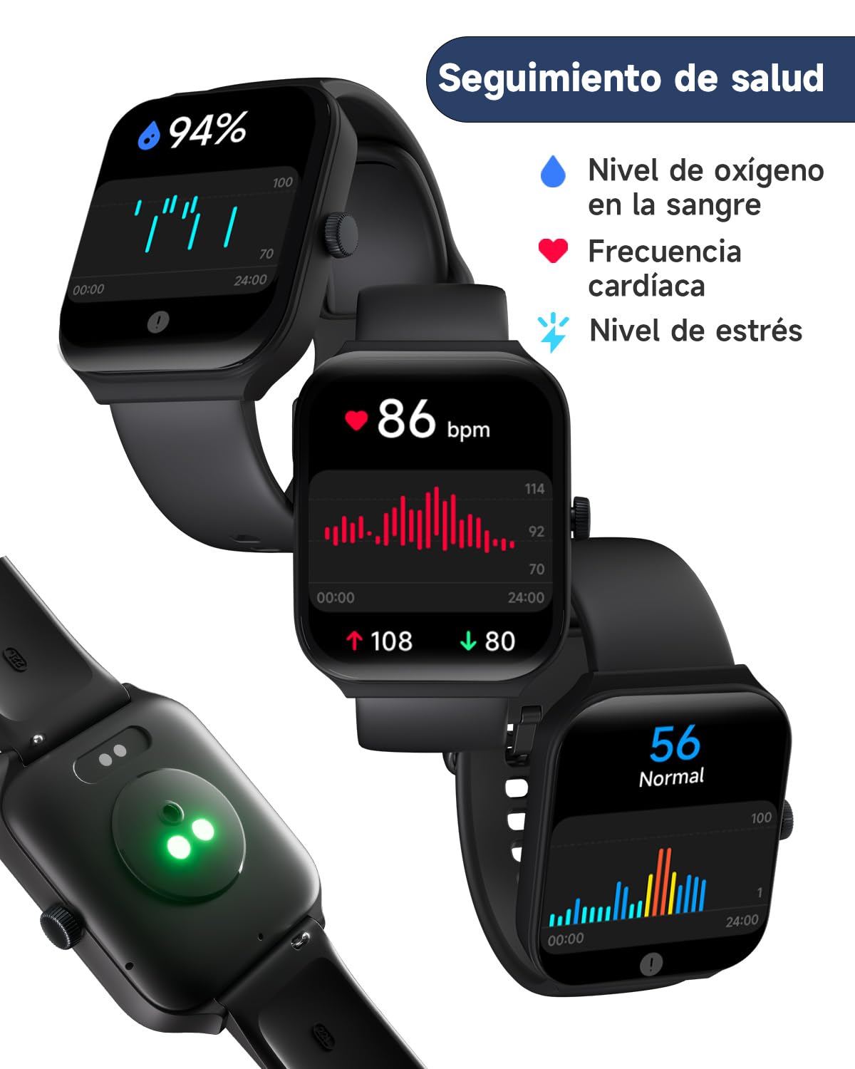 Reloj Inteligente TOOBUR, Alexa Incorporada, Sumergible, Llamadas, Notificaciones. Negro