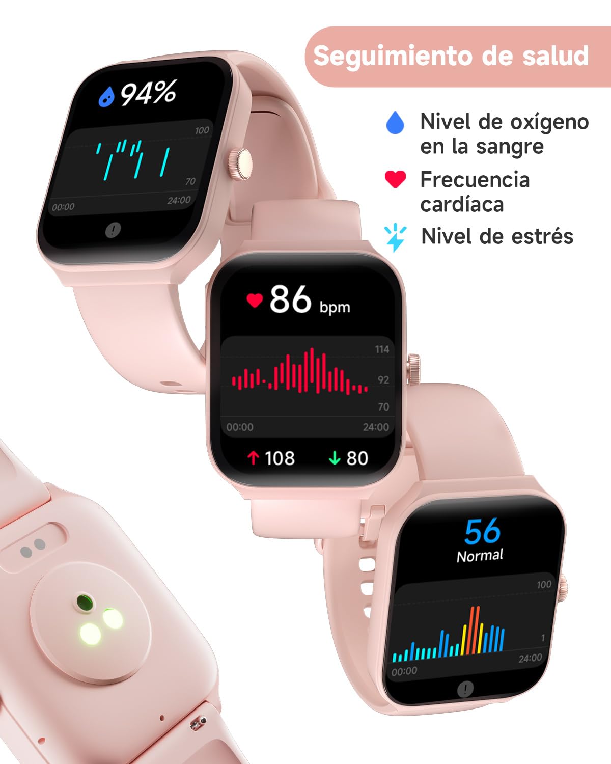 Reloj Inteligente TOOBUR, Alexa Incorporada, Sumergible, Llamadas, Notificaciones. Rosa