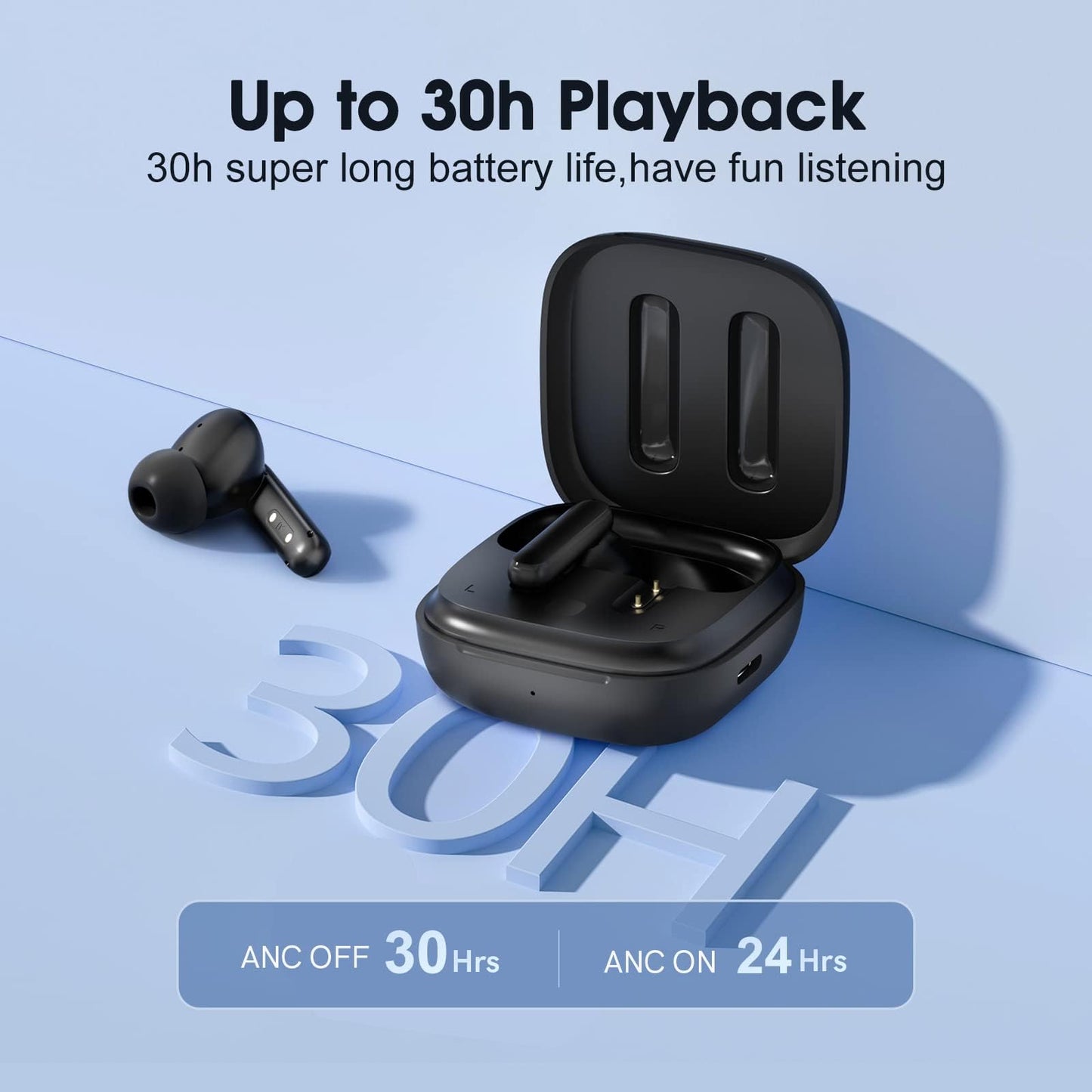 Audífonos Inalámbricos, Cancelación de Ruido Activa QCY T13 ANC. Bluetooth 5.3 con 4 Micrófonos, 30 Horas de Reproducción.