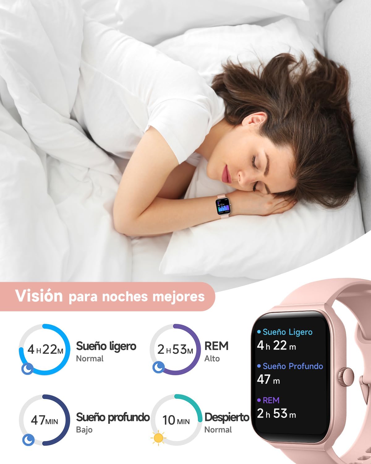 Reloj Inteligente TOOBUR, Alexa Incorporada, Sumergible, Llamadas, Notificaciones. Rosa