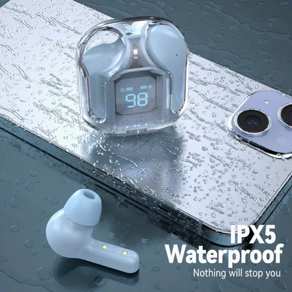 Audífonos Inalámbricos Bluetooth 5.3 de Transparente, Auriculares con Microfono, Audifonos Inalambricos Compatible para iPhone Huawei Laptop, Audífonos deportivos Para Escuchar Música Videos (Azul)
