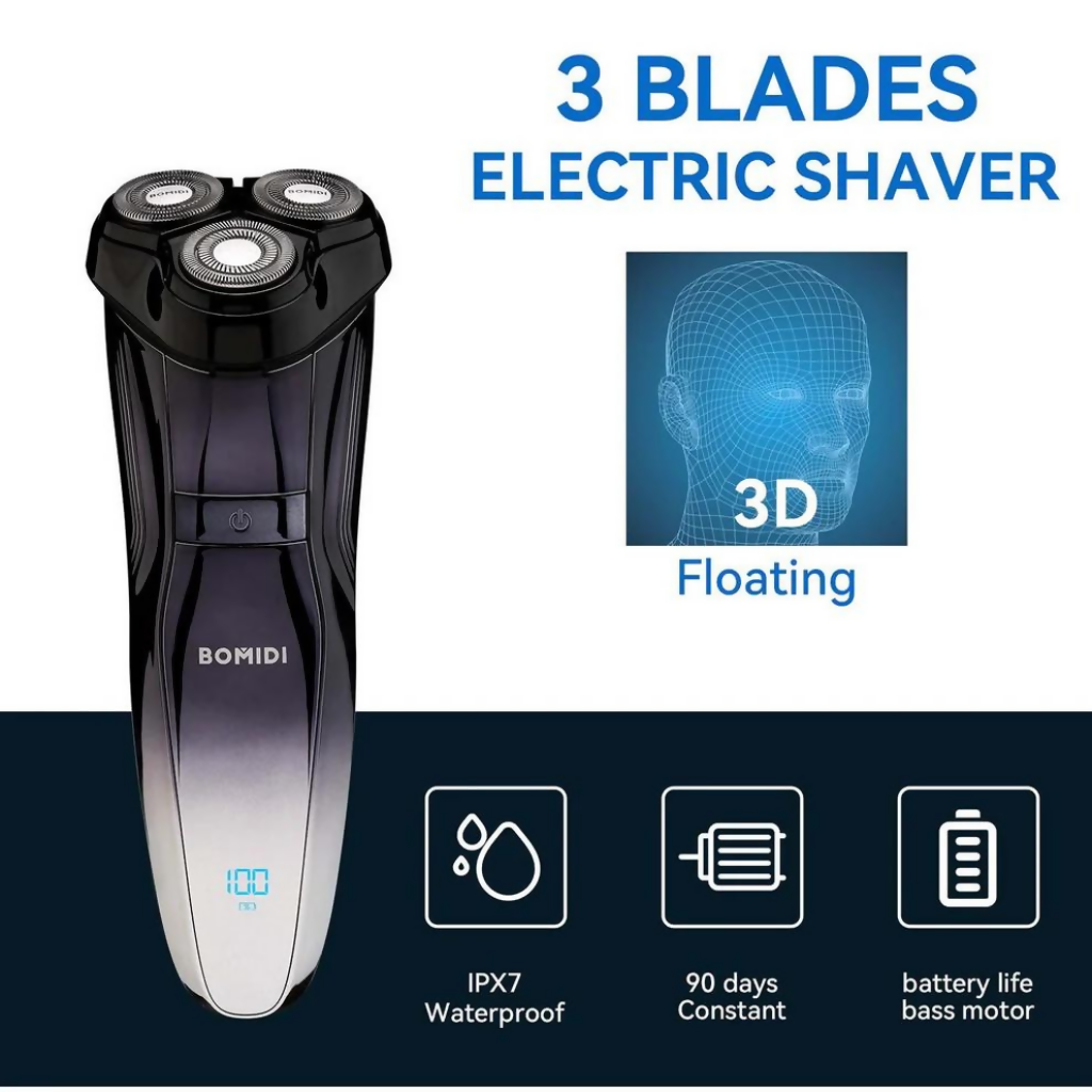 Afeitadora eléctrica Bomidi M5, inalámbrica. Barba y pelo húmedo y seco. Recargable. Resistente al agua.