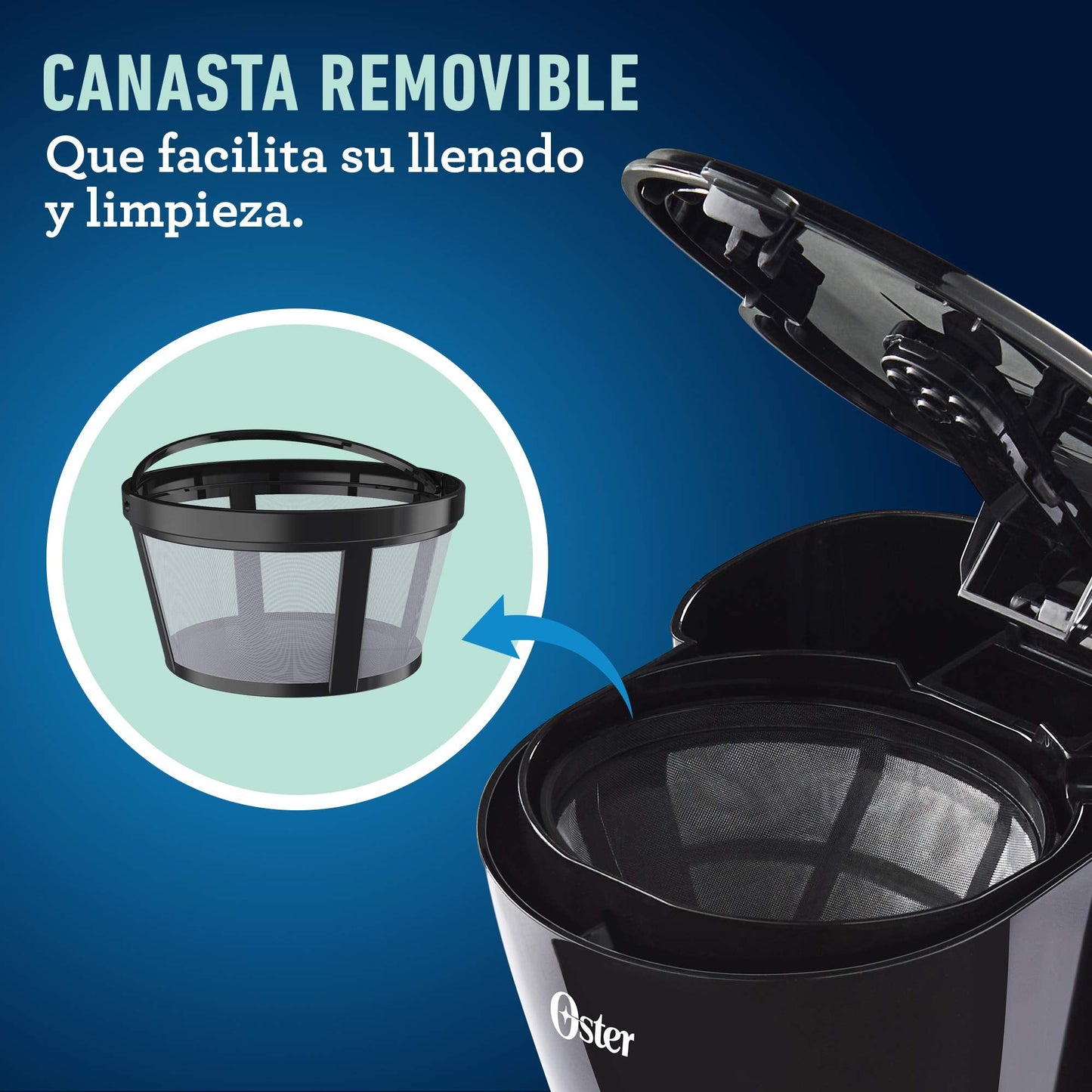 Cafetera Oster 5 Tazas, con Filtros Permanente. Negro