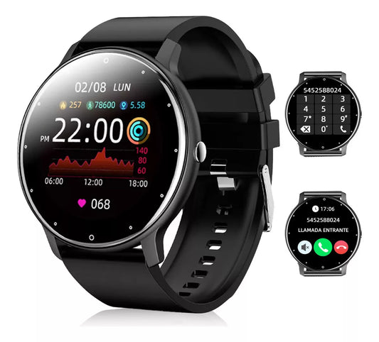 Smartwatch Deportivo ZL02 con Pantalla Táctil, Resistencia IP67 y Malla de Silicona Negra