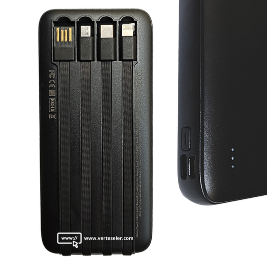 Power bank 10000Mha G-tide p1 con cables de carga multiples.Negro