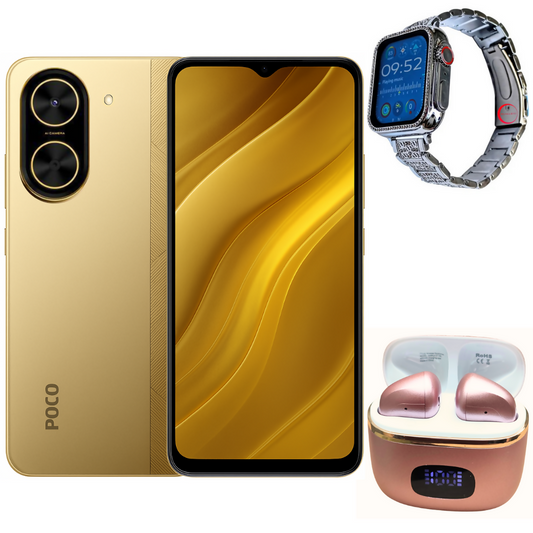 POCO C71 128_4 DORADO + Smartwatch Bossney BS K2310 + Audífonos Sabala ST 761