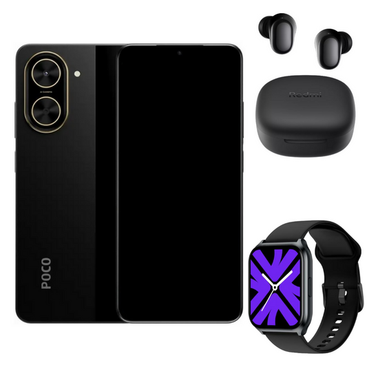 Xiaomi Poco C71 128gb Rom4gb Ram + Buds 6 play + Smartwatch Filwans GTS MINI