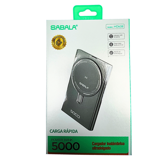 Power Bank Inalámbrico Sabala HD 608 con Carga Rápida de 15W