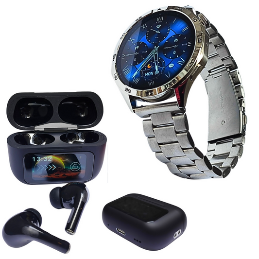 Smartwatch G-Tide Power - Correa Metálica con Audífonos con pantalla táctil Elibom Beats Flyer