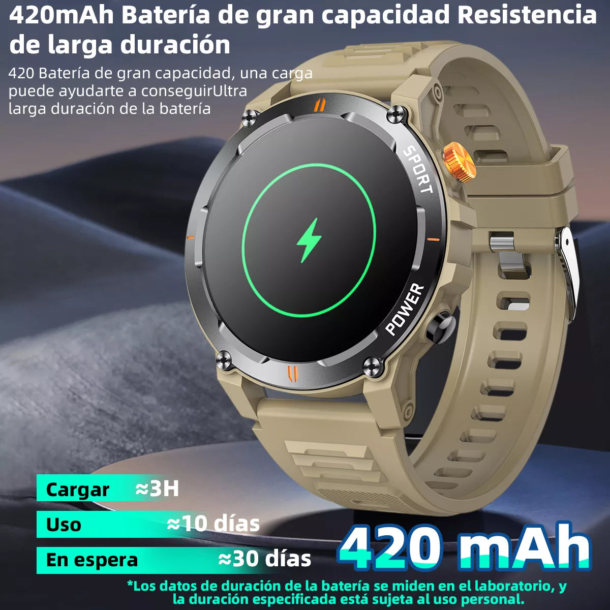 Smartwatch Deportivo con Llamadas Bluetooth, Monitoreo de Salud y Notificaciones BEIGE