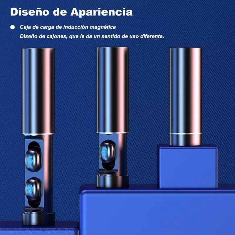 Audífonos Inalámbricos Bluetooth 5.0 - Sonido Estéreo, Manos Libres, LED y Resistencia al Agua - Negro