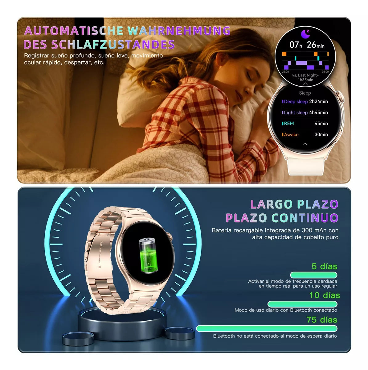 Smartwatch 1.43'' AMOLED Reloj Inteligente Deportivo Salud – Características del Producto
