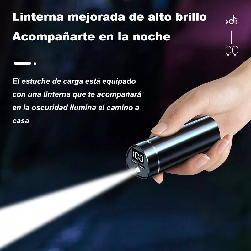 Audífonos Inalámbricos Bluetooth 5.0 - Sonido Estéreo, Manos Libres, LED y Resistencia al Agua - Negro