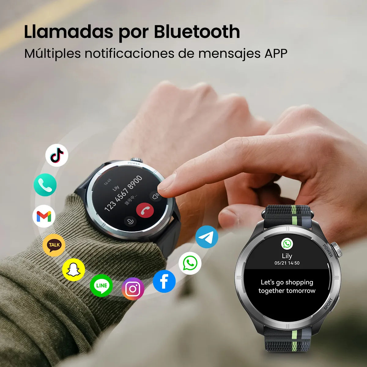 Reloj Smartwatch Inteligente Filwans GTR Lite 1.53" Hombre Mujer Bluetooth Llamadas IP68 Deportivo Impermeable Por Bluetooth Smart Watch Negro