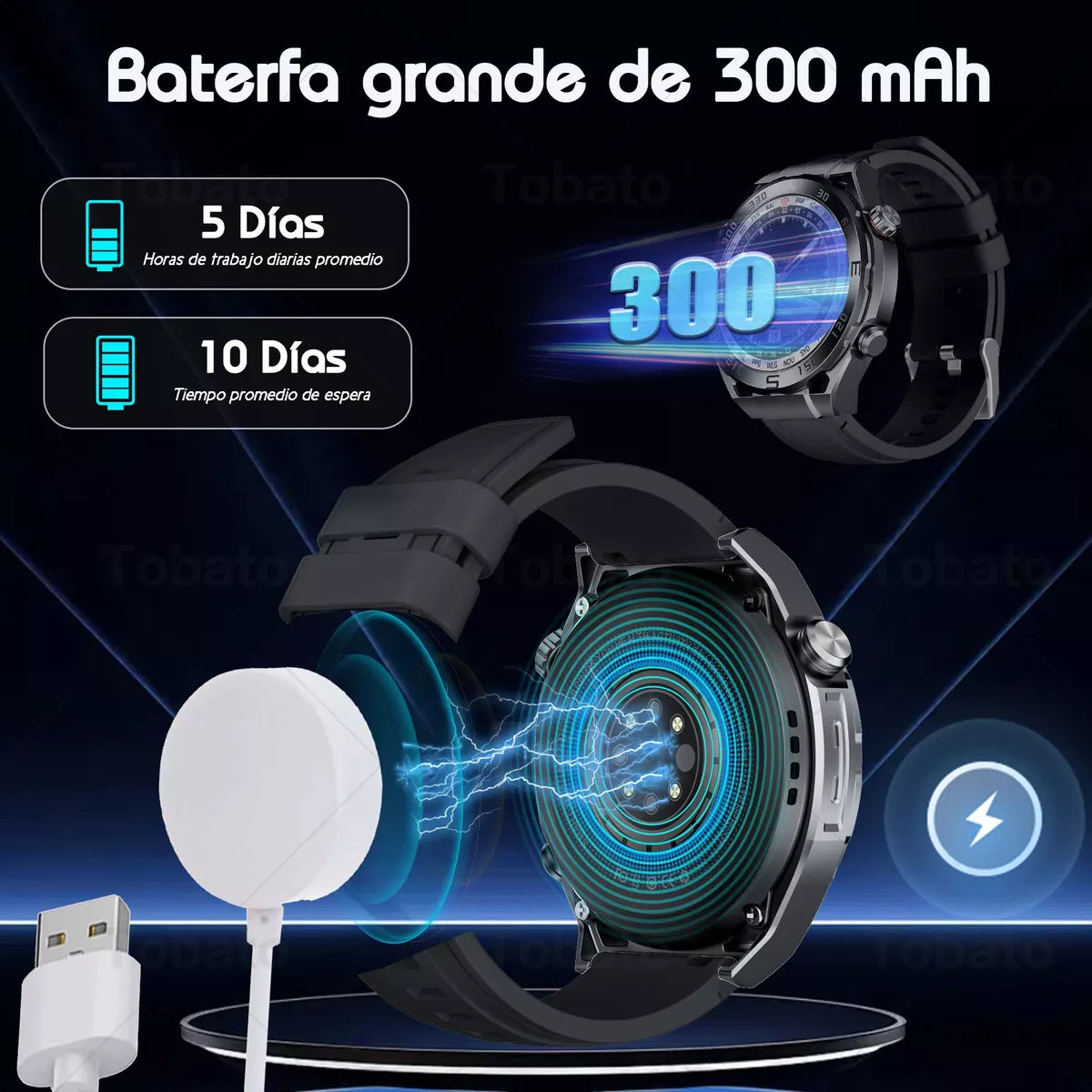 Reloj Inteligente 1.46" IP67 Impermeable con Bluetooth, Llamadas y Monitoreo de Salud – GPS, 128MB Memoria, Batería de 300mAh