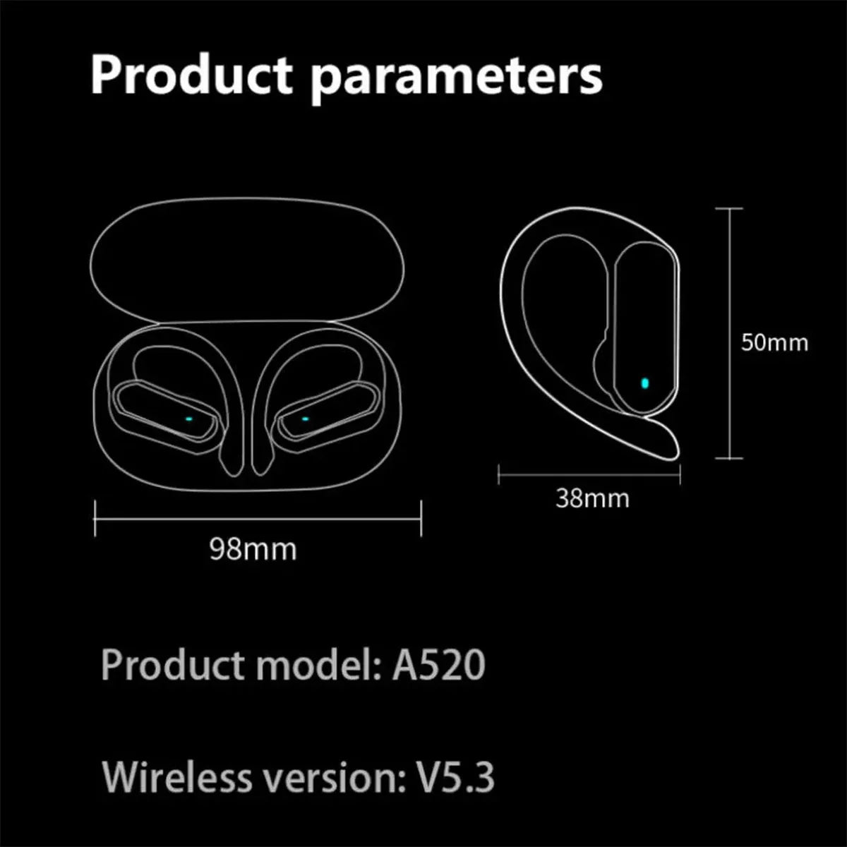 Audífonos Inalámbricos Bluetooth 5.3 Deportivos Con Gancho Anticaída, Sonido HD y Resistencia al Agua