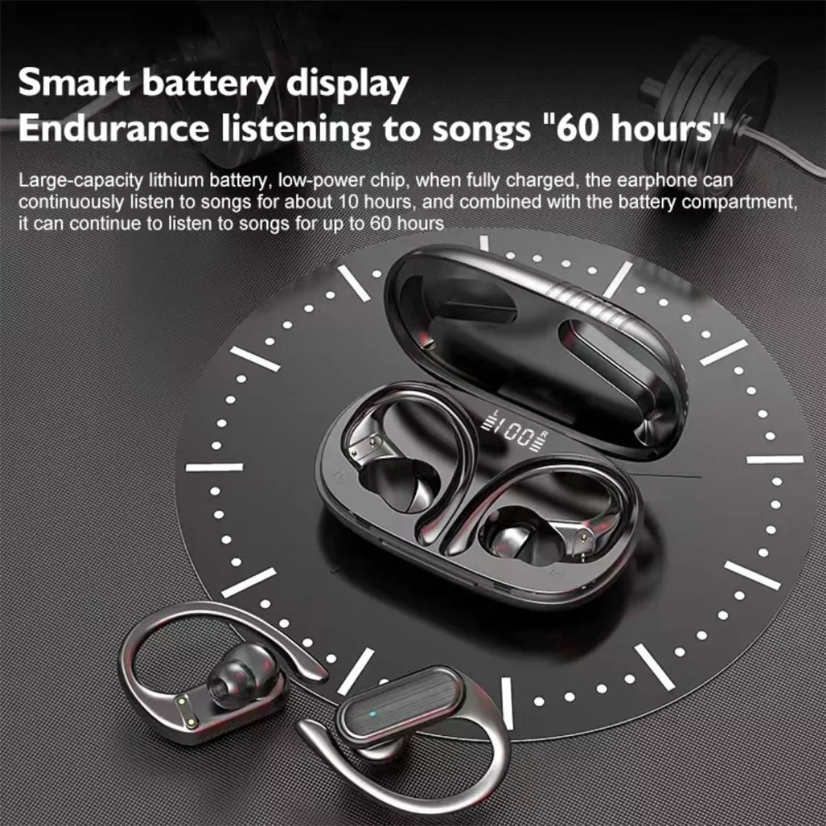 Audífonos Inalámbricos Bluetooth 5.3 Deportivos Con Gancho Anticaída, Sonido HD y Resistencia al Agua