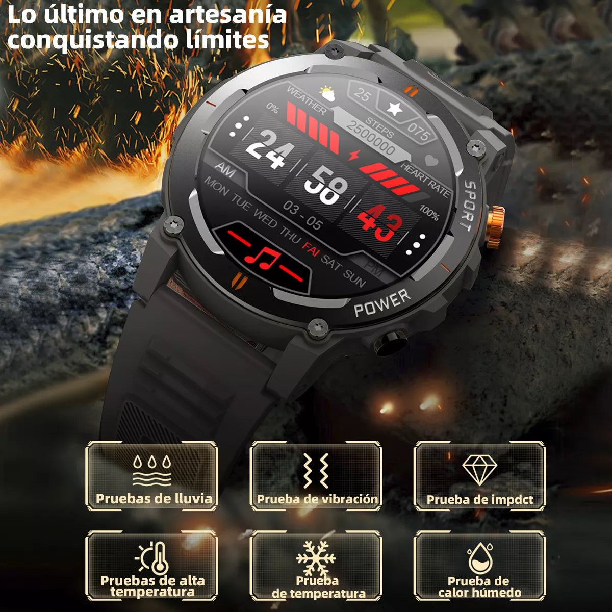 Smartwatch Deportivo 1.52" con Monitoreo de Frecuencia Cardíaca, Oxígeno en Sangre y Llamadas Bluetooth
