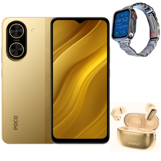 POCO C71 128_4 DORADO + Smartwatch Bossney BS K2310 + Audífonos Sabala st 766