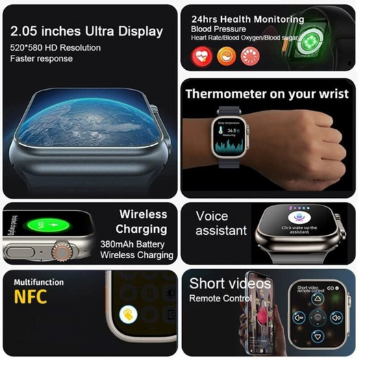 Reloj inteligente Smartwatch T900 ULTRA LLAMADAS, NOTIFICACIONES, SALUD, DEPORTES.