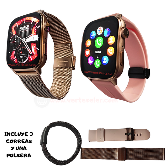 G-Tide S6 Pro Smartwatch – Innovación, llamada, notificaciones, correas metálicas,deportes,salud.Dorado.