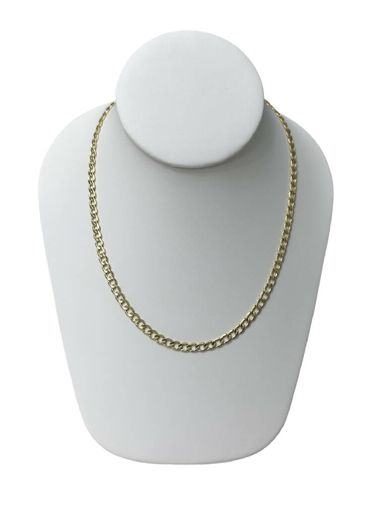 Cadena de oro amarillo real de 10 quilates Modelo cubano brillante, clásico para hombre resistente para colgantes y abalorios con cierre de langosta , 5 milímetro de ancho y 22 pulgadas de largo.