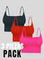 Pack de 3 Tops de Mujer Deportivo o Casual Blusas Croptop básicos Dama Tirantes Camiseta Corta Dama Stretch