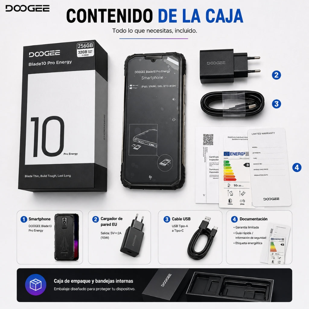 SMARTPHONE DOOGE BLASE 10 PRO ENERGY + SMARTWACTH ESTILO MILITAR