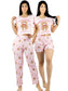 Pijama De 3 Piezas Mujer Pantalon Short Y Playera A Juego