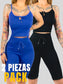 Set De 2 Conjunto Deportiva Mujer Short Y Blusa Stretch Fit Push Up
