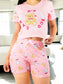 Pijama De 3 Piezas Mujer Pantalon Short Y Playera A Juego