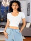 MALABIS Playera Mujer Casual Crop Top Stretch Cómoda Blusa Corta