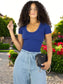 Set 2 Player Mujer Texturizada Casual Stretch Blusa Dama Top