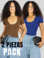 Set 2 Player Mujer Texturizada Casual Stretch Blusa Dama Top