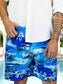 Traje de Baño Hombre Estampado Trajes de Baño de Playa de Secado Rápido con Forro de Mallas, Bañador Corto para Playa, Natación o Piscina