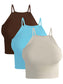 Pack de 3 Tops de Mujer Deportivo o Casual Blusas Croptop básicos Dama Tirantes Camiseta Corta Dama Stretch