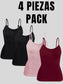 Pack de 4 Blusas De Tirante Microfibra Fresca Basicos De Mujer Top Blusas Dama Tops Croptop Dama Interior o Exterior Ajustables Tallas Extras