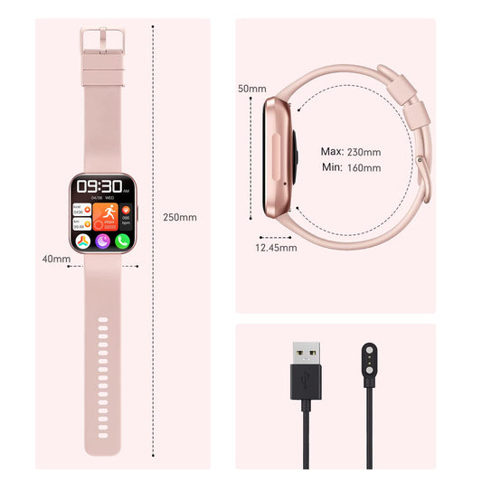 Smartwatch Lostrain Mujer,Reloj Inteligente Deportivo para Mujer 1.96" Pantalla Bluetooth IP68 Impermeable,Pulseras Inteligentes con GPS,Podómetro.