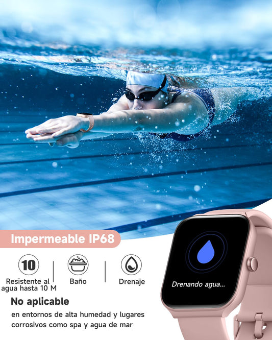 Reloj Inteligente TOOBUR, Alexa Incorporada, Sumergible, Llamadas, Notificaciones. Rosa