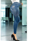 Pack de 2 Leggins Mujer Mezclilla Faja Alta Estilo Pantalón Mezclilla Calidad Premium Jegging Tiro Alto, Mallon Licra Cómodos Elásticos