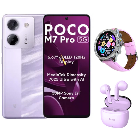 POCO M7 Pro 5G + Smartwatch Bossney WS GS83 + Audífonos G-Tide L21