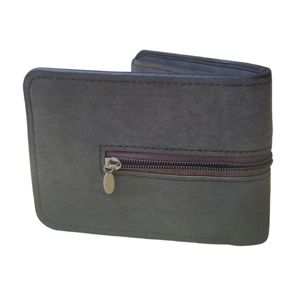 Billetera para caballero, material tipo gamuza. Gris