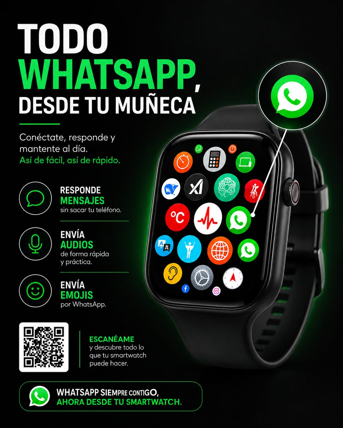 Smartwatch U5 con Mensajería, Llamadas, Audios, Emojis y Funciones Deportivas