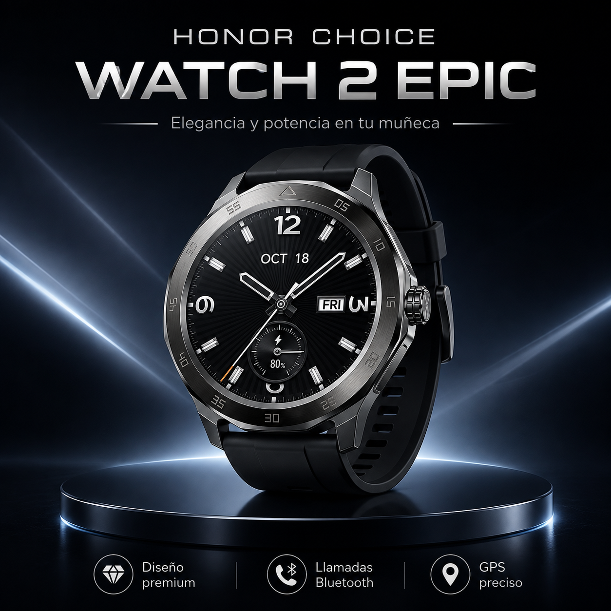 Smartwatch HONOR CHOICE Watch 2 Epic AMOLED con GPS, Llamadas Bluetooth y 5ATM