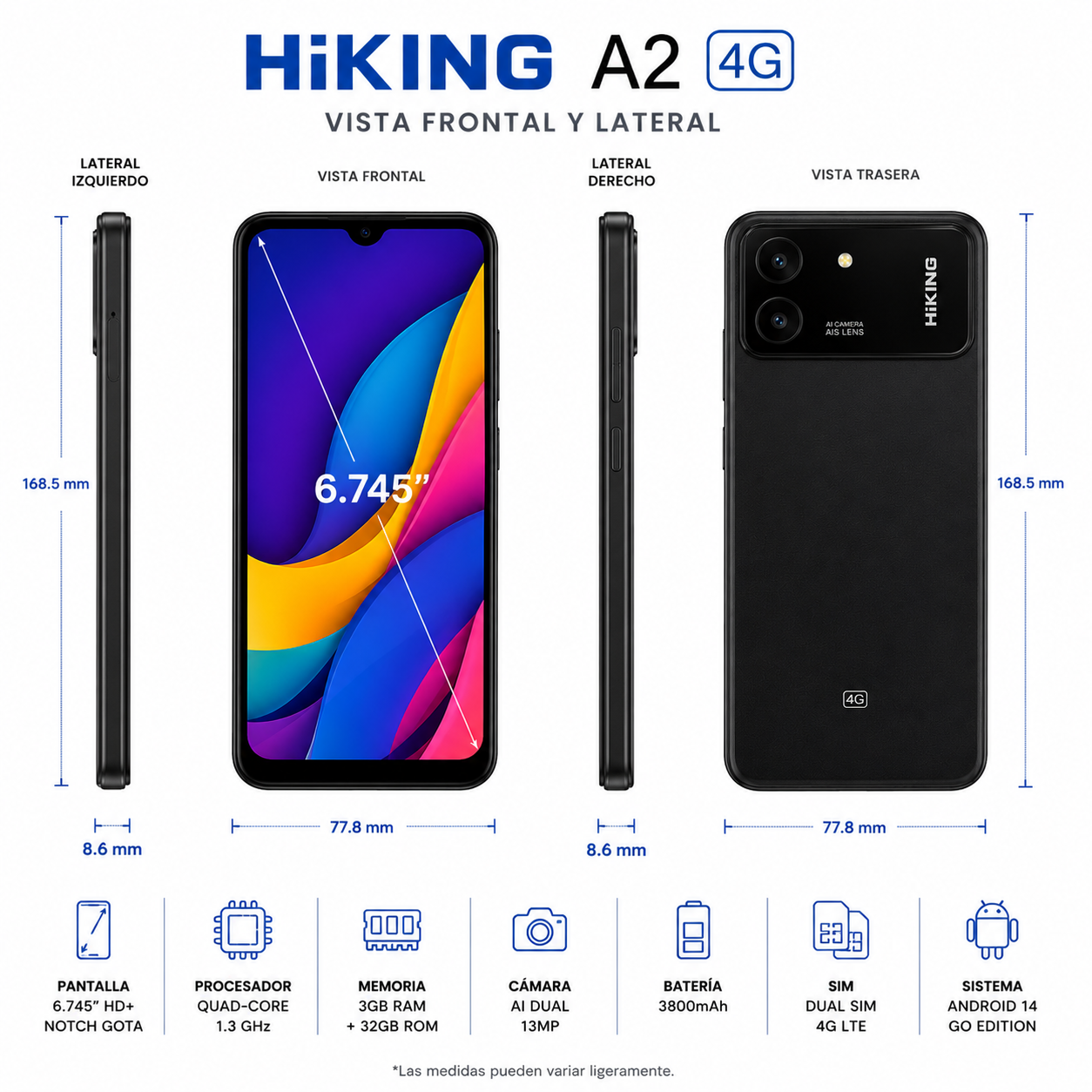 Smartphone HIKING A2 4G 3gb 64gb azul