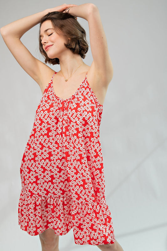 Vestido camisero color melocotón de lana con estampado floral