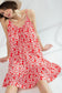 Vestido camisero color melocotón de lana con estampado floral